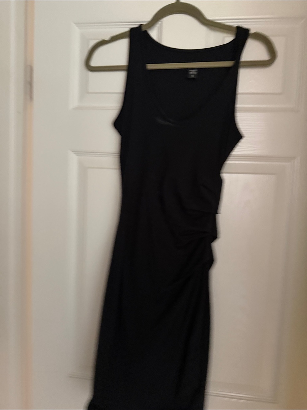 Athleta Black Sleeveless Midi Dress with Side Ruching Detail